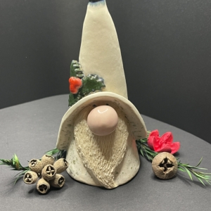 The Holly Christmas Gnome is spreading the cheer of the season! Ceramic pottery by Kim Koehler