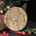 Ceramic Mural Mushroom Christmas Ornament made by Minnesota Artist Kim Koehler, pottery